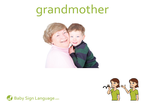 Grandmother Baby Sign Language Flash card