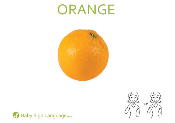 orange Baby Sign Language Flash card