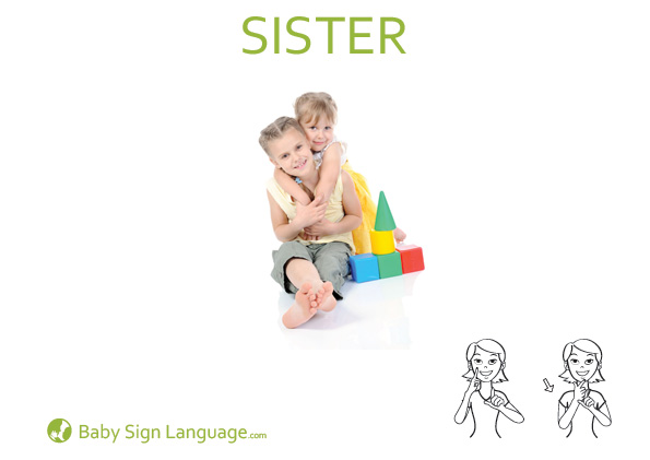 Sister-Baby-Sign-Language Sister Baby Sign Language Flash card